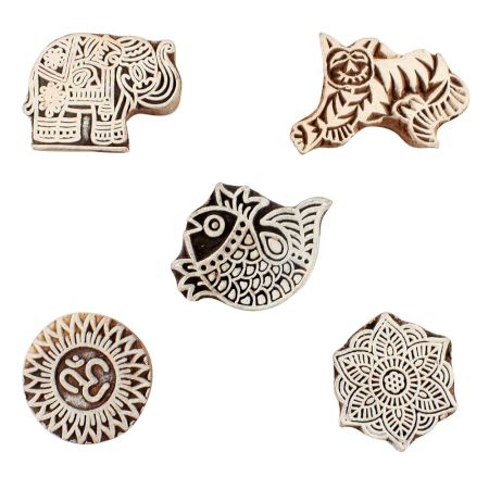 Set of 5 Piece New Wooden Printing Block